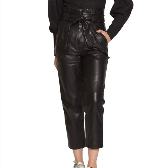 WALTER BAKER Maggie belted lambskin leather pants BRAND NEW Size 8 - Picture 8 of 9